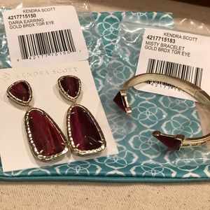 Kendra Scott Earrings & Bracelet w/ Bordeaux